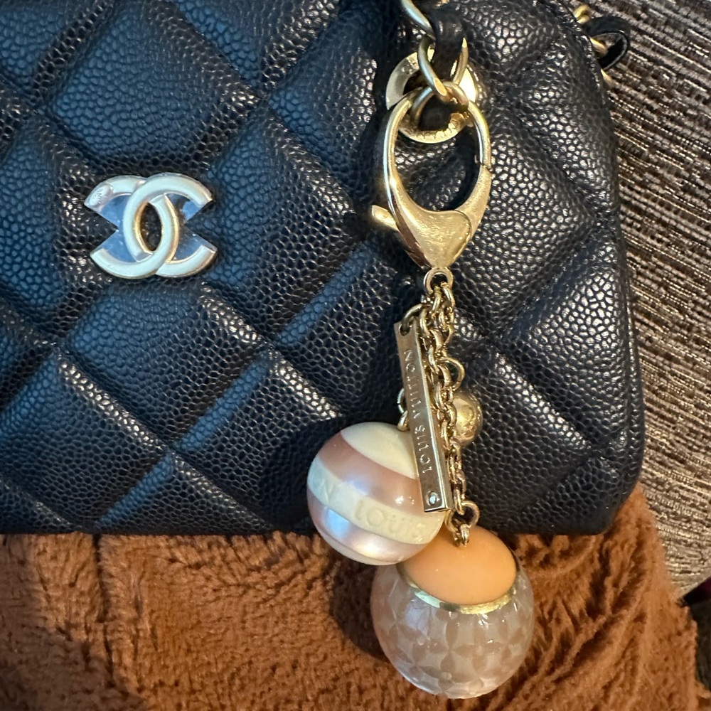 Louis Vuitton Bijoux Sac Mini Lin Croisette Bag charm key chain 💯 authentic - Picture 7 of 8